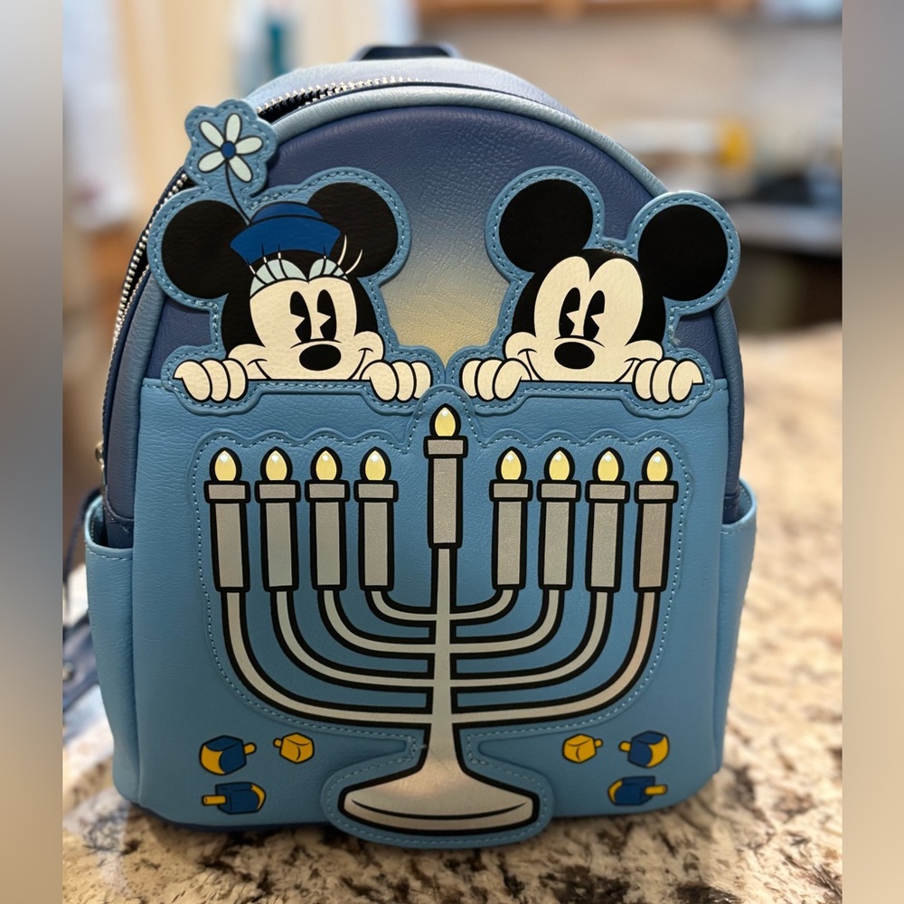 Loungefly Blue Minnie and Mickey Disney Parks Hanukkah backpack